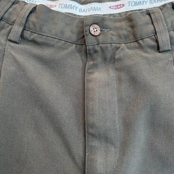 Tommy Bahama 100% Silk Pants 32” x 28” Dark Green Khaki Pleated Cuffed - Picture 4 of 7